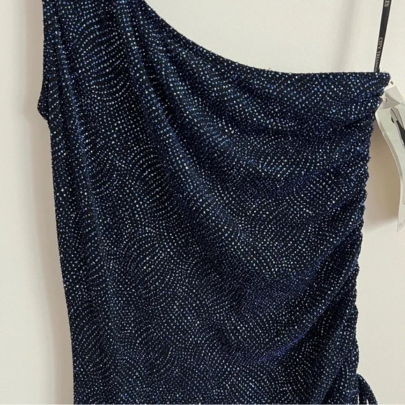Vintage City Triangles Y2K One Shoulder Glitter Cocktail Dress-Size Large